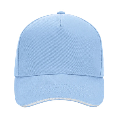 Sky Blue-White - Side - Beechfield Unisex Ultimate 5 Panel Contrast Baseball Cap With Sandwich Peak - Headwear