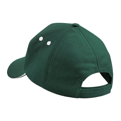 Bottle Green-White - Back - Beechfield Unisex Ultimate 5 Panel Contrast Baseball Cap With Sandwich Peak - Headwear