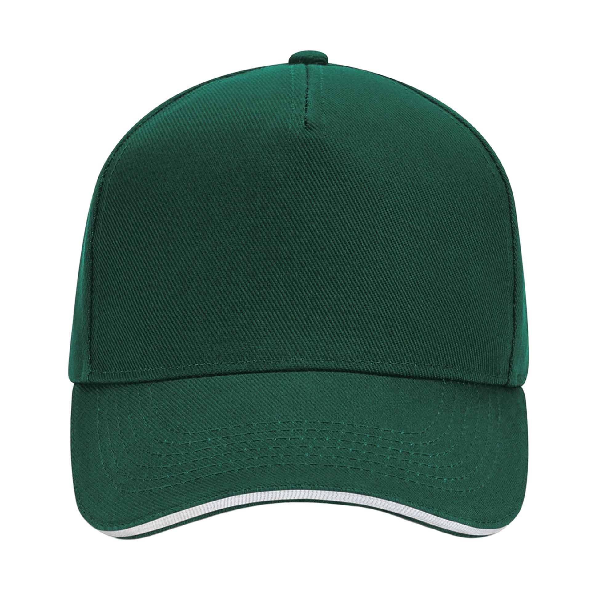 Bottle Green-White - Side - Beechfield Unisex Ultimate 5 Panel Contrast Baseball Cap With Sandwich Peak - Headwear