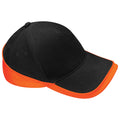 Black-Orange - Front - Beechfield Unisex Teamwear Competition Cap Baseball - Headwear