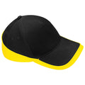 Black-Yellow - Front - Beechfield Unisex Teamwear Competition Cap Baseball - Headwear