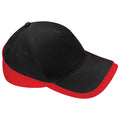 Black-Classic Red - Front - Beechfield Unisex Teamwear Competition Cap Baseball - Headwear
