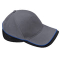Grey-Black-Bright Royal Blue - Front - Beechfield Unisex Teamwear Competition Cap Baseball - Headwear