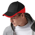 Black-Classic Red - Back - Beechfield Unisex Teamwear Competition Cap Baseball - Headwear