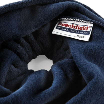 French Navy - Side - Beechfield Unisex Suprafleece Anti-Pilling 2in1 Winter Hat And Neck Warmer-Snood
