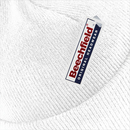 White - Lifestyle - Beechfield Unisex Plain Winter Beanie Hat - Headwear (Ideal for Printing)