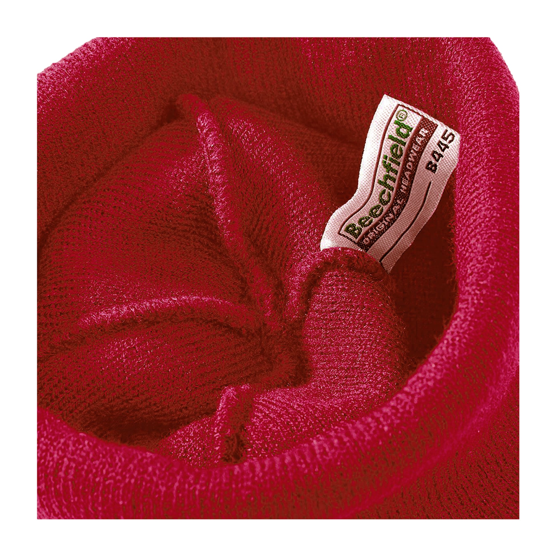 Classic Red - Back - Beechfield Unisex Plain Winter Beanie Hat - Headwear (Ideal for Printing)
