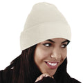 Almond - Back - Beechfield Unisex Plain Winter Beanie Hat - Headwear (Ideal for Printing)