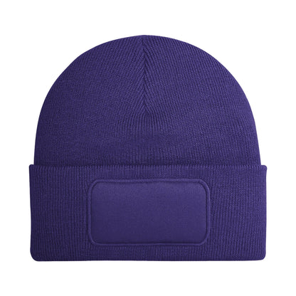 Purple - Back - Beechfield Unisex Plain Winter Beanie Hat - Headwear (Ideal for Printing)