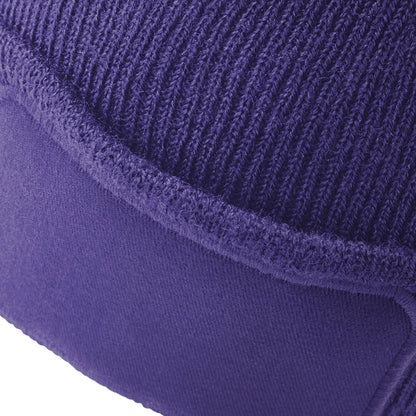 Purple - Side - Beechfield Unisex Plain Winter Beanie Hat - Headwear (Ideal for Printing)
