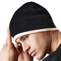 Black-Stone - Back - Beechfield Unisex Two-Tone Knitted Winter Beanie Hat