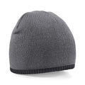 Graphite Grey-Black - Back - Beechfield Unisex Two-Tone Knitted Winter Beanie Hat