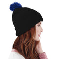 Black-Bright Royal - Back - Beechfield Girls Snowstar Duo Extreme Winter Hat