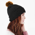 Black-Orange - Back - Beechfield Girls Snowstar Duo Extreme Winter Hat