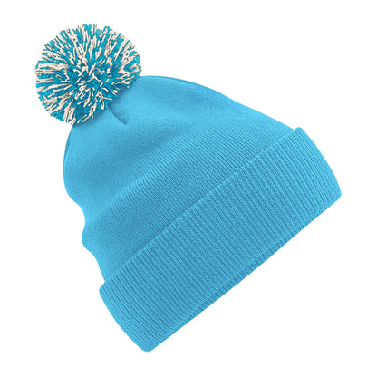 Surf Blue-Off White - Front - Beechfield Girls Snowstar Duo Extreme Winter Hat