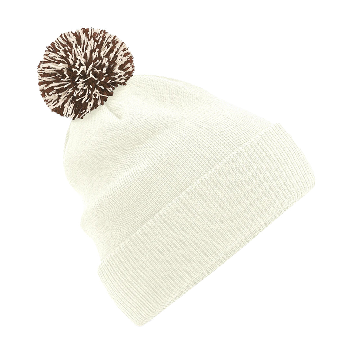 Off White-Mocha - Front - Beechfield Girls Snowstar Duo Extreme Winter Hat