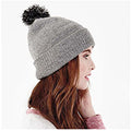 Heather Grey- Black - Back - Beechfield Girls Snowstar Duo Extreme Winter Hat