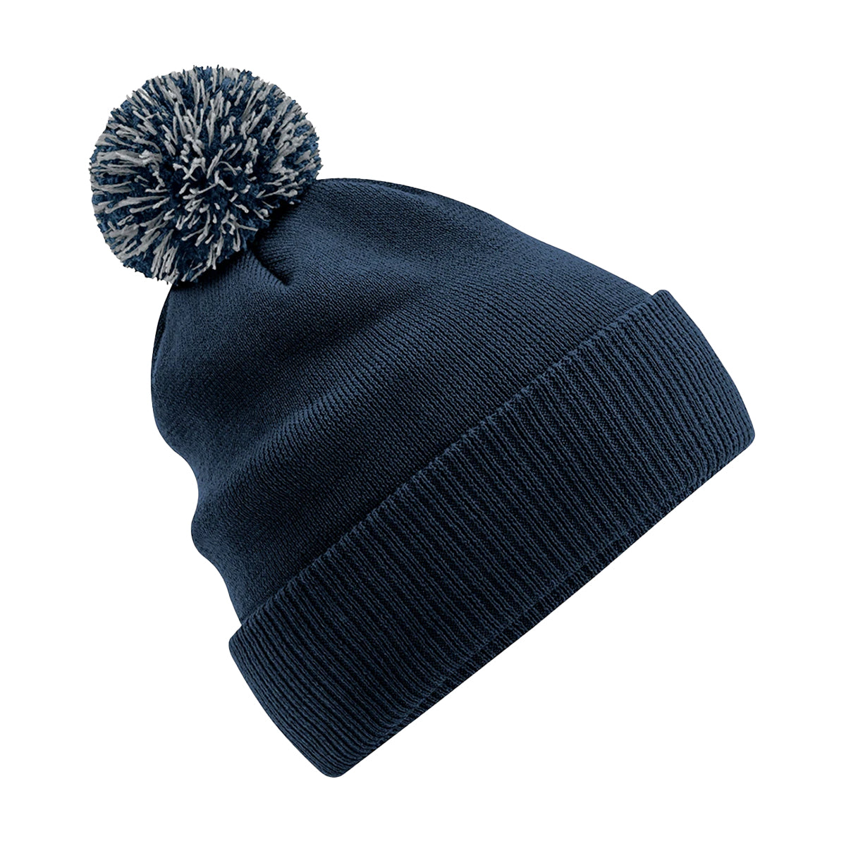French Navy-Light Grey - Front - Beechfield Girls Snowstar Duo Extreme Winter Hat