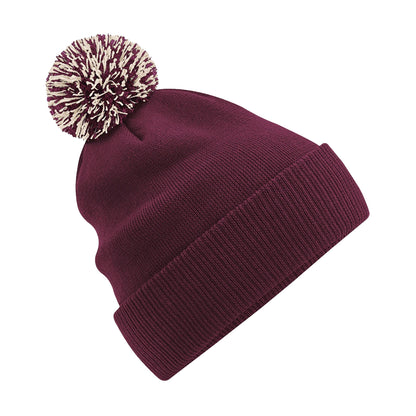 Burgundy-Off White - Front - Beechfield Girls Snowstar Duo Extreme Winter Hat