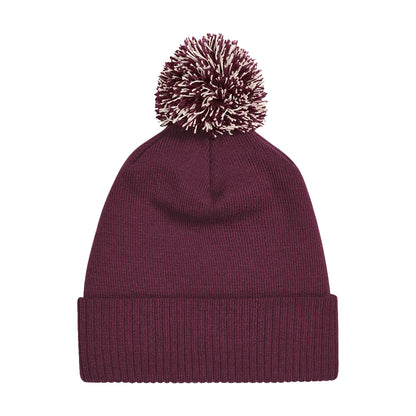 Burgundy-Off White - Back - Beechfield Girls Snowstar Duo Extreme Winter Hat