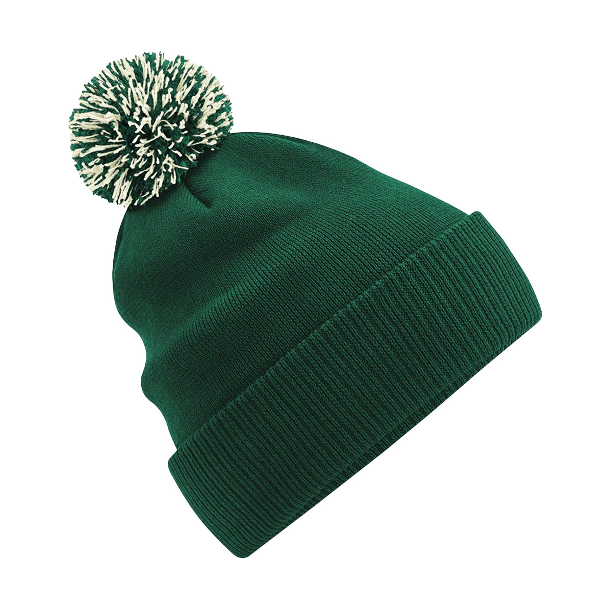 Bottle Green-Off White - Front - Beechfield Girls Snowstar Duo Extreme Winter Hat
