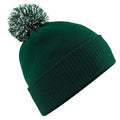 Bottle Green-Off White - Front - Beechfield Girls Snowstar Duo Extreme Winter Hat