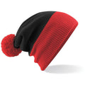 Black-Bright Red - Back - Beechfield Kids Snowstar Duo Two-Tone Winter Beanie Hat
