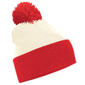 Off White-Bright Red - Front - Beechfield Kids Snowstar Duo Two-Tone Winter Beanie Hat