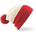 Off White-Bright Red - Back - Beechfield Kids Snowstar Duo Two-Tone Winter Beanie Hat
