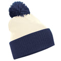 Off White-French Navy - Front - Beechfield Kids Snowstar Duo Two-Tone Winter Beanie Hat