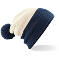 Off White-French Navy - Back - Beechfield Kids Snowstar Duo Two-Tone Winter Beanie Hat