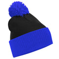 Black - Bright Royal - Front - Beechfield Kids Snowstar Duo Two-Tone Winter Beanie Hat