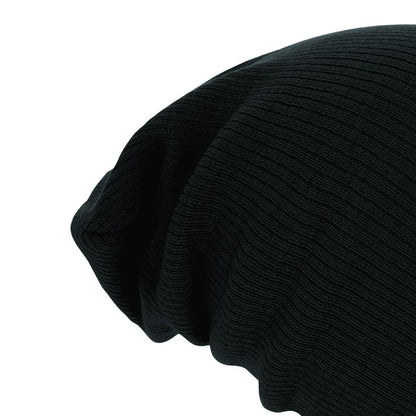 Black - Back - Beechfield Unisex Slouch Winter Beanie Hat