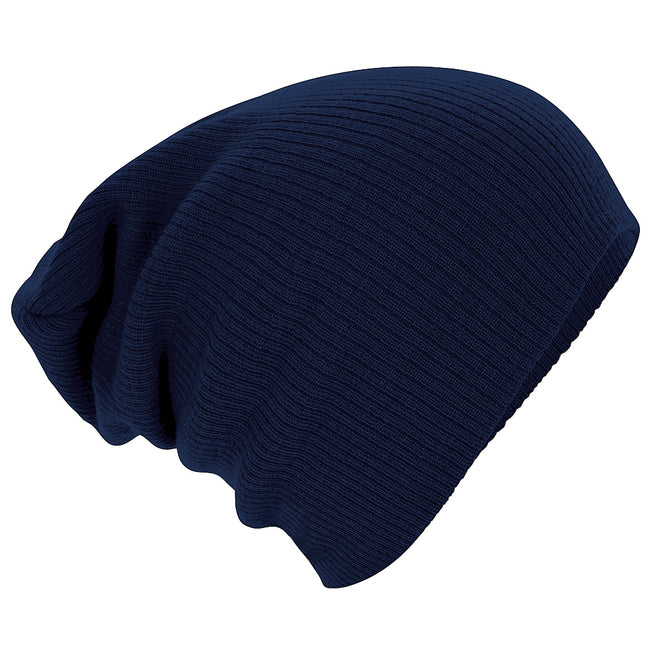 French Navy - Front - Beechfield Unisex Slouch Winter Beanie Hat