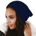 French Navy - Side - Beechfield Unisex Slouch Winter Beanie Hat