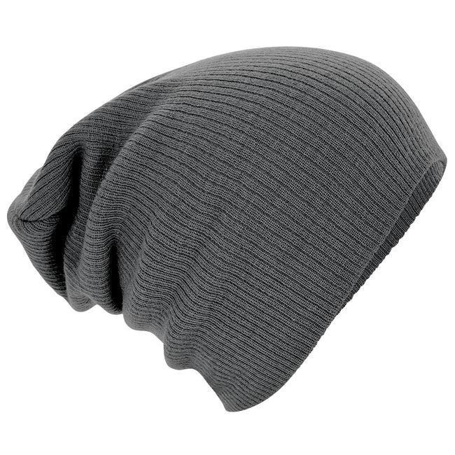 Smoke Grey - Front - Beechfield Unisex Slouch Winter Beanie Hat