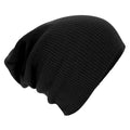 Black - Front - Beechfield Unisex Slouch Winter Beanie Hat