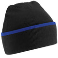 Black-Bright Royal - Front - Beechfield Unisex Knitted Winter Beanie Hat