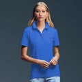 Pool Blue - Back - Anvil Womens-Ladies Double Pique Semi-Fitted Polo Shirt