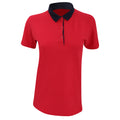 Red- Navy - Front - Anvil Womens-Ladies Double Pique Semi-Fitted Polo Shirt