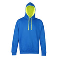 Sapphire Blue- Electric Yellow. - Front - AWDis Hoods Mens Superbright Hooded Sweatshirt - Hoodie (280 GSM)
