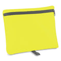 Fluorescent Yellow- Black - Side - BagBase Packaway Barrel Bag - Duffle Water Resistant Travel Bag (32 Litres)