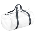 White - Back - BagBase Packaway Barrel Bag - Duffle Water Resistant Travel Bag (32 Litres)