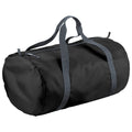 Black - Back - BagBase Packaway Barrel Bag - Duffle Water Resistant Travel Bag (32 Litres)