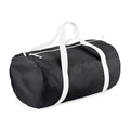 Black - White - Back - BagBase Packaway Barrel Bag - Duffle Water Resistant Travel Bag (32 Litres)