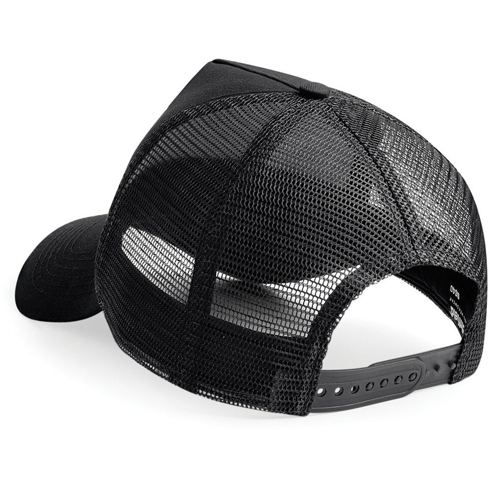 Black - Back - Beechfield Mens Half Mesh Trucker Cap - Headwear