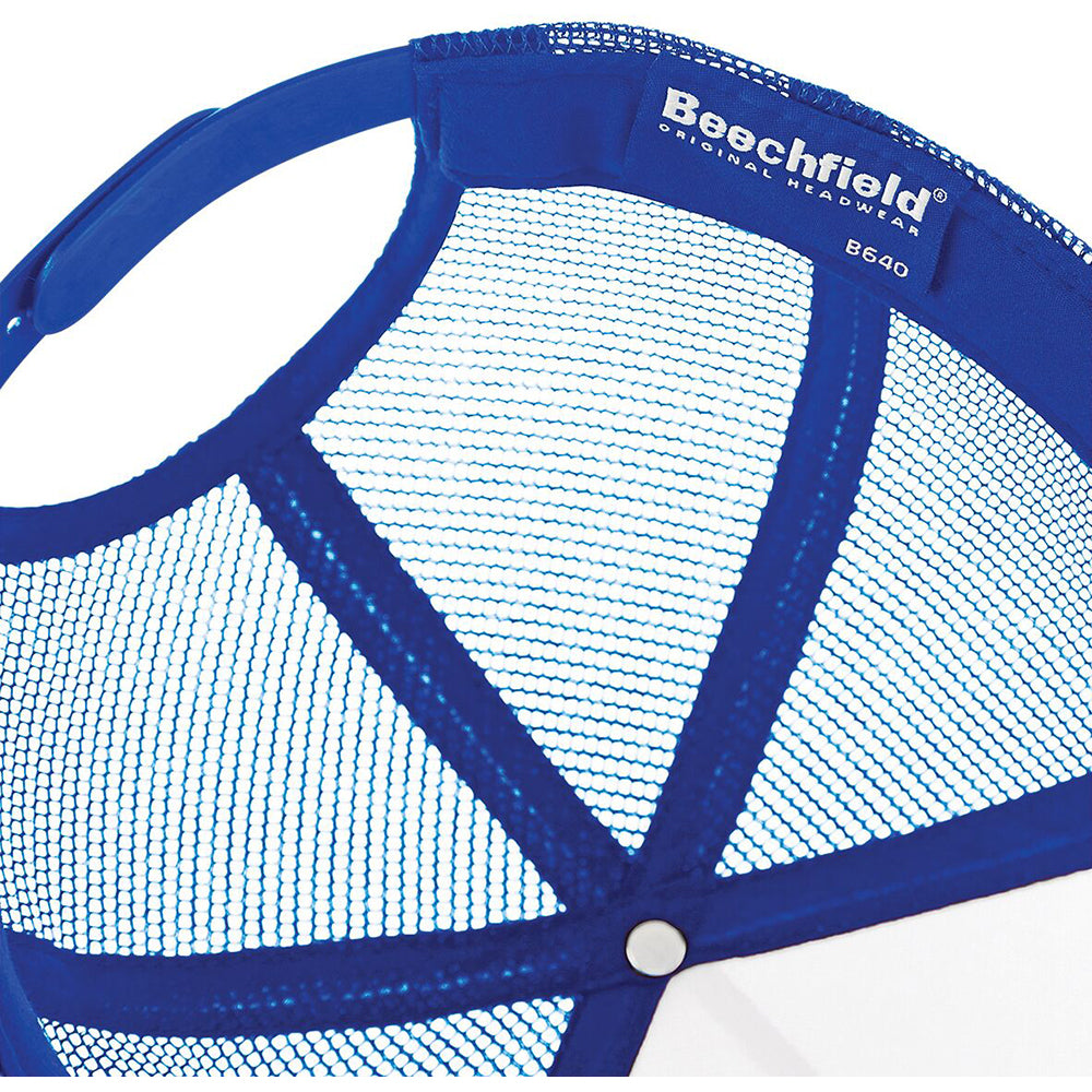 Bright Royal-Bright Royal - Side - Beechfield Mens Half Mesh Trucker Cap - Headwear