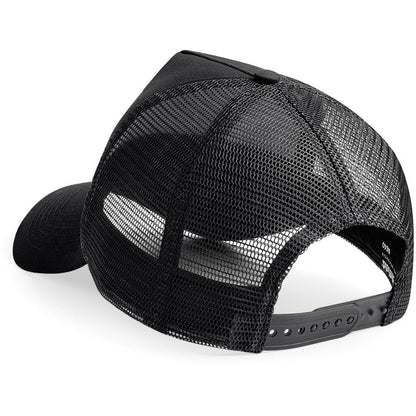 Black - Back - Beechfield Mens Half Mesh Trucker Cap - Headwear