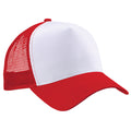 Classic Red-White - Front - Beechfield Mens Half Mesh Trucker Cap - Headwear