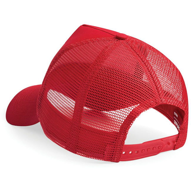 Classic Red-White - Back - Beechfield Mens Half Mesh Trucker Cap - Headwear
